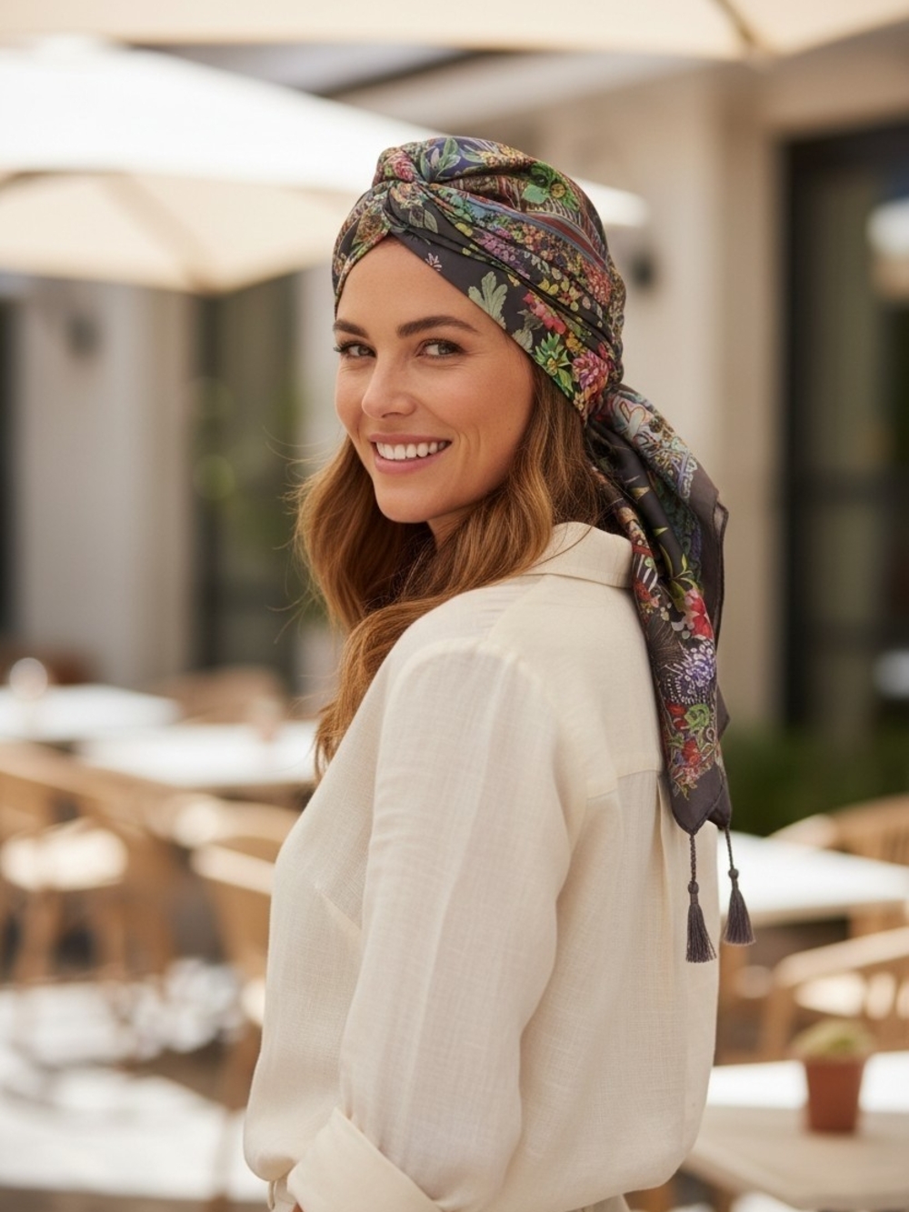 Johnny Was 100% Silk DreamerBlack Floral & Paisley Garden Scarve & Foldable Tote - Picture 2 of 8